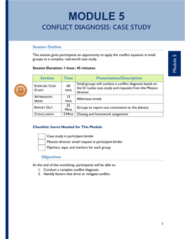 Module 5 – Conflict Diagnosis Case Study