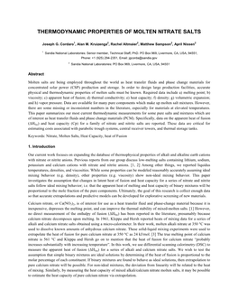 Thermodynamic Properties of Molten Nitrate Salts