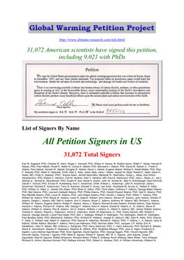 31072 Total Petition Signers in US