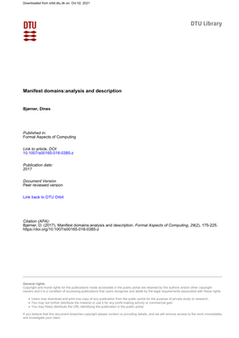 Manifest Domains:Analysis and Description