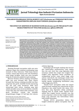 Jurnal Teknologi Dan Industri Pertanian Indonesia Open Access Journal