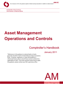 Comptroller's Handbook for Asset Management