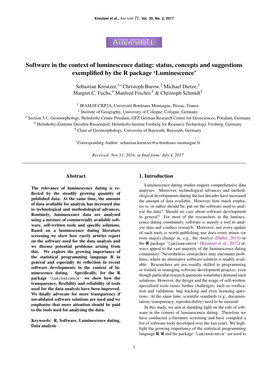 Software in the Context of Luminescence Dating: Status, Concepts and Suggestions Exempliﬁed by the R Package ‘Luminescence’