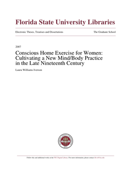 Conscious Home Exercise for Women: Cultivating a New Mind/Body Practice in the Late Nineteenth Century Laura Williams Iverson