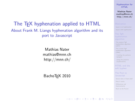 The Tex Hyphenation Applied to HTML