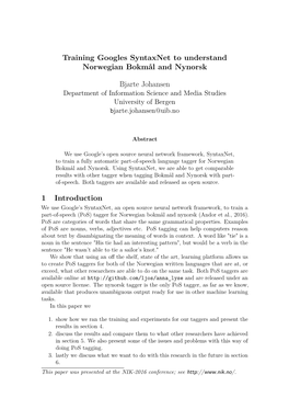 Training Googles Syntaxnet to Understand Norwegian Bokmål and Nynorsk