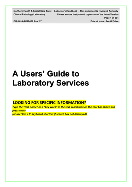 Laboratory Services User Guide