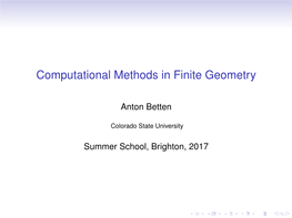 Computational Methods in Finite Geometry