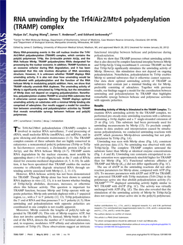 RNA Unwinding by the Trf4/Air2/Mtr4 Polyadenylation (TRAMP) Complex