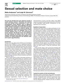 Sexual Selection and Mate Choice