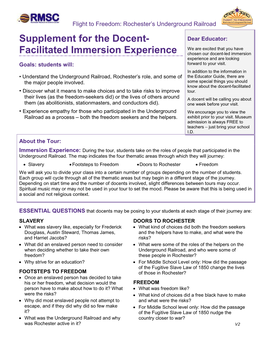 Supplement for the Docent- Facilitated Immersion Experience