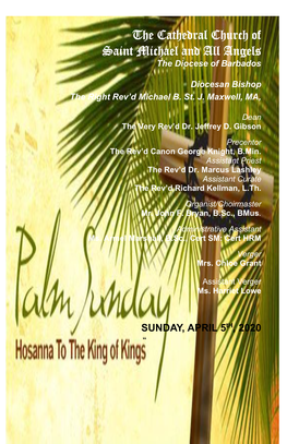 Bulletin for Palm Sunday, April 05, 2020