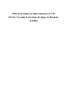 L'exemple De La Langue Des Signes De Bouakako (Lasibo)