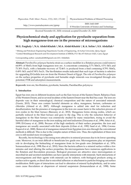 Physicochemical Study and Application for Pyrolusite Separation from High Manganese-Iron Ore in the Presence of Microorganisms