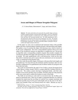 Areas and Shapes of Planar Irregular Polygons