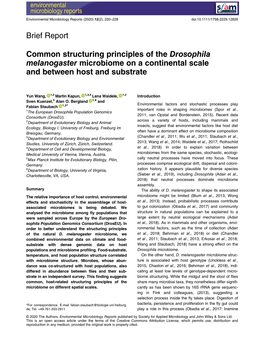 Common Structuring Principles of the Drosophila Melanogaster Microbiome on a Continental Scale and Between Host and Substrate