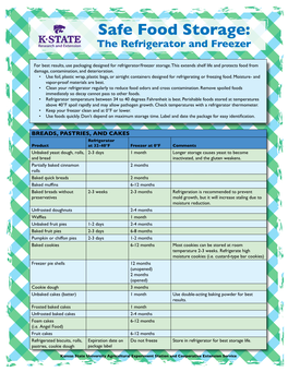 Safe Food Storage: the Refrigerator and Freezer