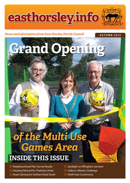 Spotlight on Effingham Junction Housing Planned for Thatchers Hotel Callum’S Atlantic Challenge Road Calming for Ockham Road South Shell Fuels Controversy AUTUMN 2015