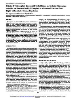 Tri Phosphate-Dependent Doliehol Kinase and Dolichol Phosphatase