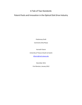 Patent Pools and Innovation in the Optical Disk Drive Industry