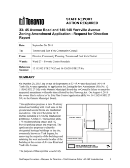 STAFF REPORT ACTION REQUIRED 33- 45 Avenue Road and 140-148