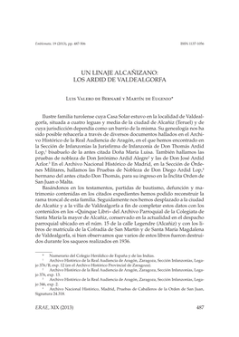 21. Un Linaje Alcañizano: Los Ardid De Valdealgorfa, Por Luis Valero De