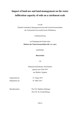 Impact of Land-Use and Land-Management on Soil Infiltration