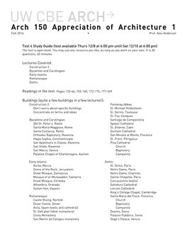 Arch 150 Appreciation of Architecture 1 Fall 2016 • Prof