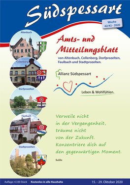 Südspessart Vom 15.10.2020 – Seite 2 Gemeinde Altenbuch Amtlich - Altenbuch Amtlich Amtliches