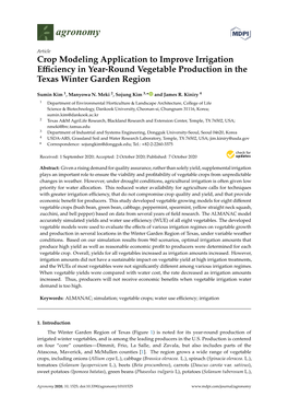 Crop Modeling Application to Improve Irrigation Efficiency in Year-Round