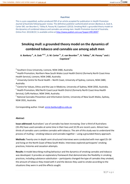 Smoking Mull: a Grounded Theory Model on the Dynamics of Combined Tobacco and Cannabis Use Among Men