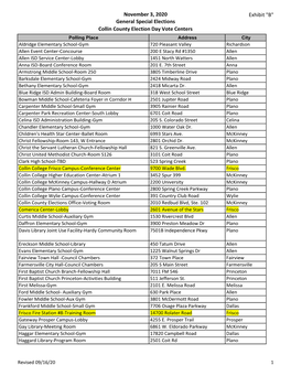 November 3, 2020 General Special Elections Collin County Election