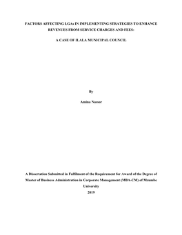 FACTORS AFFECTING Lgas in IMPLEMENTING STRATEGIES to ENHANCE REVENUES from SERVICE CHARGES and FEES