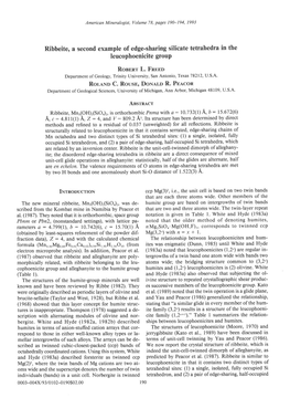 Ribbeite, a Second Example of Edge-Sharing Silicate Tetrahedra In