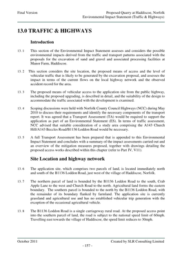 13.0 Traffic & Highways