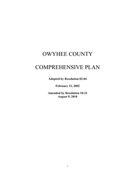 Owyhee County Comprehensive Plan