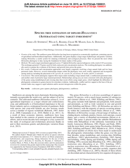 Species Tree Estimation of Diploid Helianthus • Vol