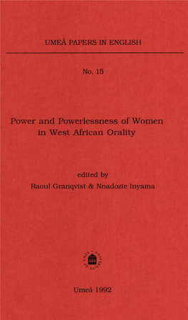 Power and Powerlessness of Women in West African Orality