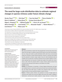 The Need for Large‐Scale Distribution Data to Estimate Regional Changes in Species Richness Under Future Climate Change