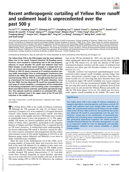 Recent Anthropogenic Curtailing of Yellow River Runoff and Sediment Load Is Unprecedented Over the Past 500 Y