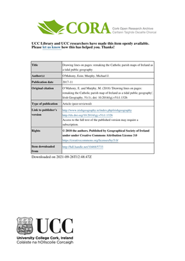 Drawing Lines on Pages: Remaking the Catholic Parish Maps of Ireland As a Tidal Public Geography