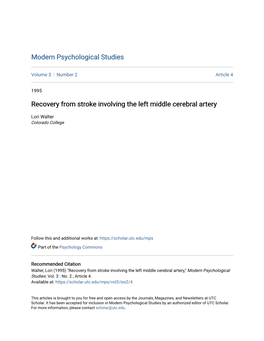 Recovery from Stroke Involving the Left Middle Cerebral Artery