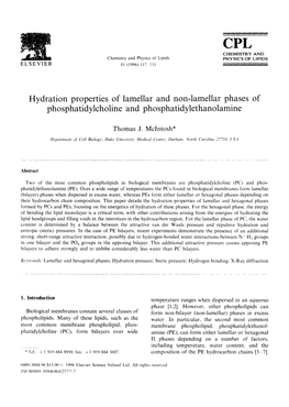Hydration Properties of Lamellar and Non-Lamellar Phases of Phosphatidylcholine and Phosphatidylethanolamine