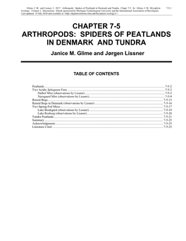 Arthropods: Spiders of Peatlands in Denmark and Tundra