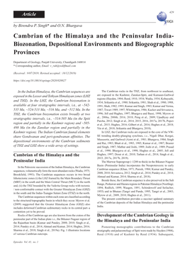 Cambrian of the Himalaya and the Peninsular India- Biozonation, Depositional Environments and Biogeographic Provinces