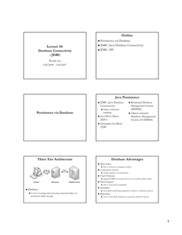 Lecture 10: Database Connectivity