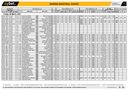 Midweek Basketball Coupon 26/03/2021 09:42 1 / 2