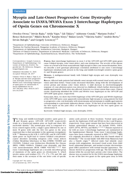 Myopia and Late-Onset Progressive Cone Dystrophy Associate to LVAVA/MVAVA Exon 3 Interchange Haplotypes of Opsin Genes on Chromosome X