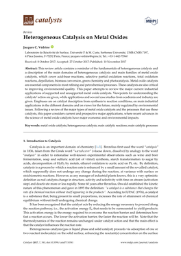 Heterogeneous Catalysis on Metal Oxides