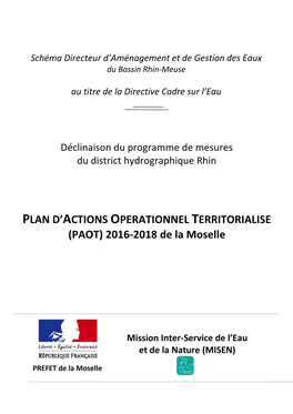 Plan D'actions Operationnel Territorialise (Paot) 2016